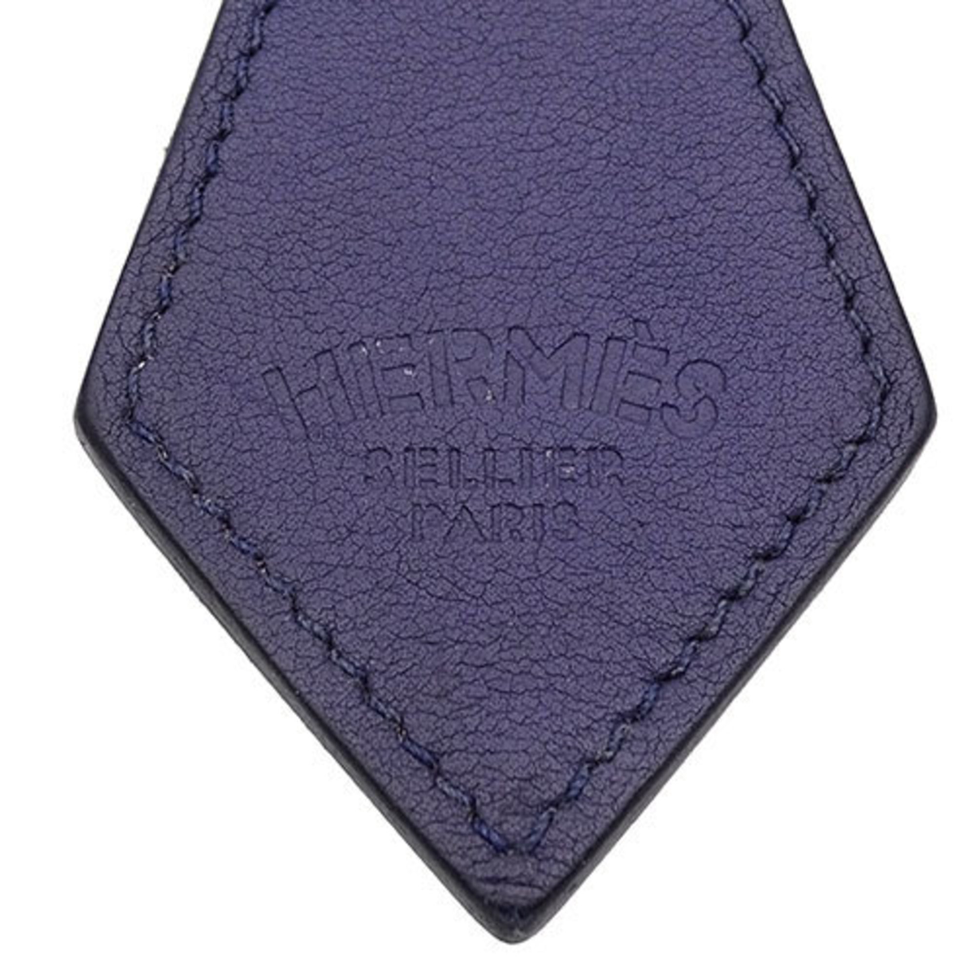 Hermes HERMES Keyring for Women and Men, Portocreta Leather, Navy Keychain