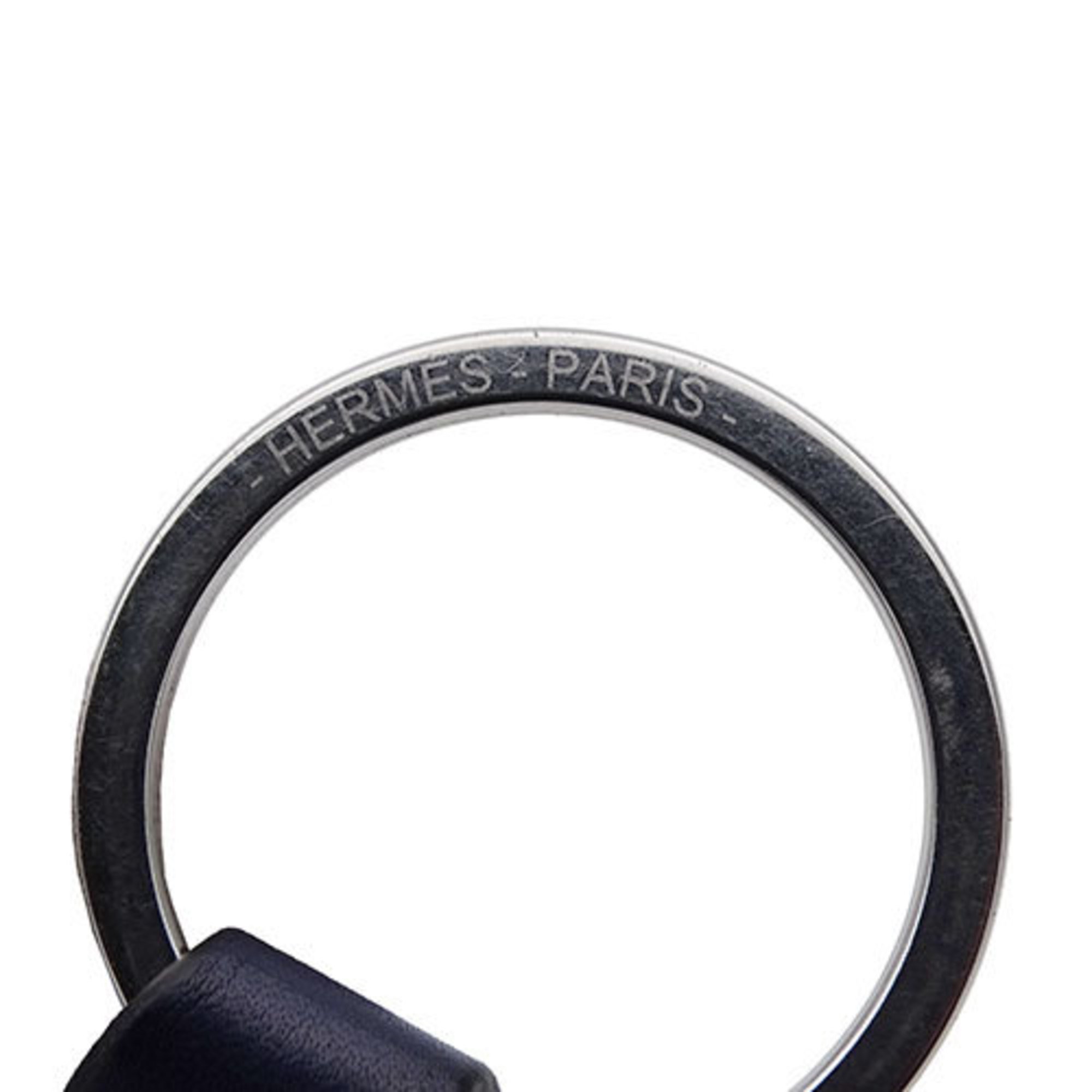 Hermes HERMES Keyring for Women and Men, Portocreta Leather, Navy Keychain