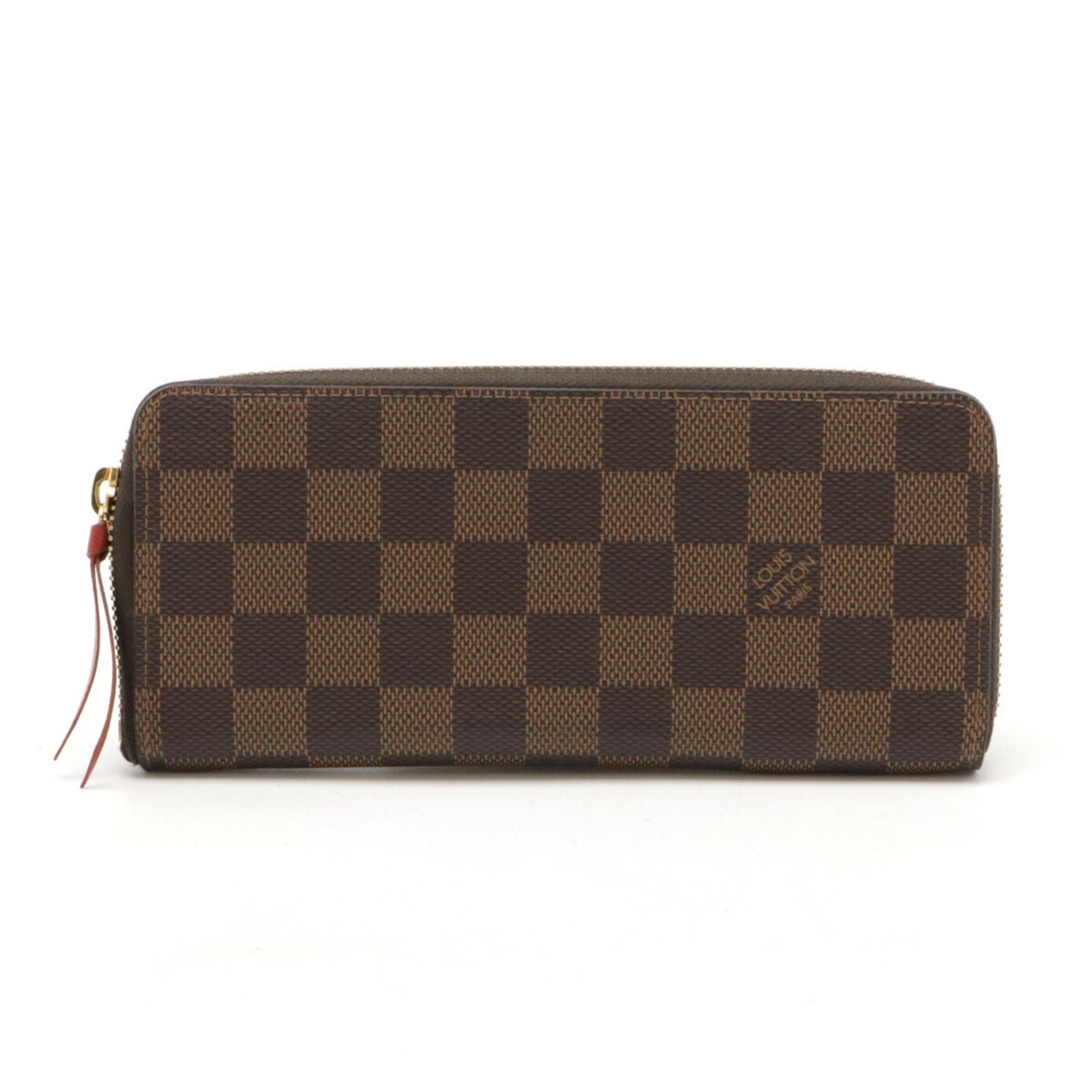 LOUIS VUITTON Damier Portefeuille Clemence Round Long Wallet Cerise Red N60534