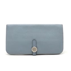 HERMES Dogon Recto Verso Long Bi-fold Wallet Togo Leather Ciel Light Blue □P Engraved