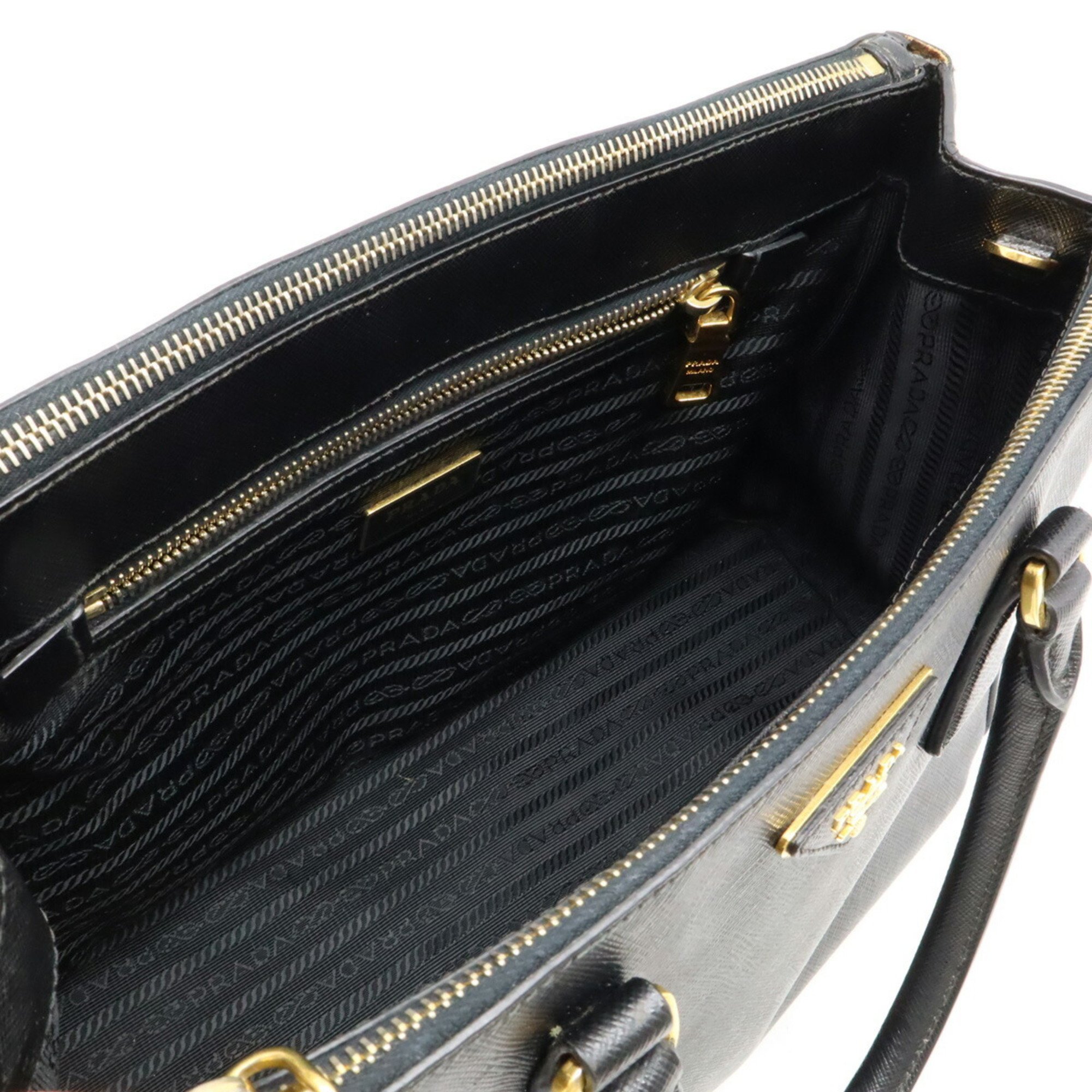 PRADA SAFFIANO Handbag Tote Bag Shoulder Saffiano Leather NERO Black BN1874