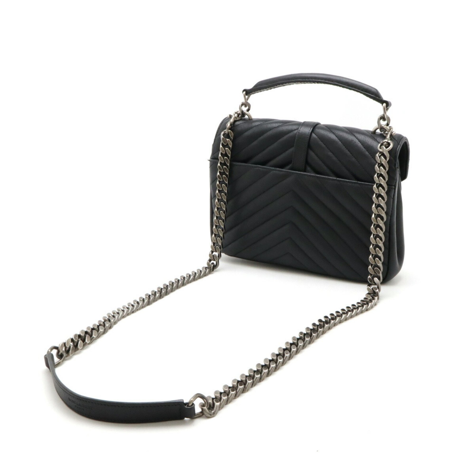 SAINT LAURENT PARIS YSL Yves Saint Laurent College Handbag Chain Shoulder Bag Black 428056