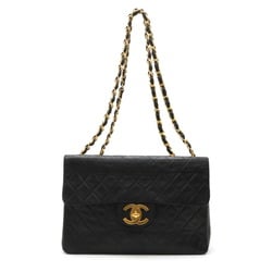 CHANEL Coco Mark Lambskin Deca Matelasse Chain Shoulder Bag W Black A01094