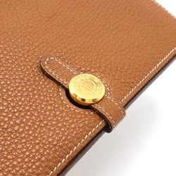 HERMES Dogon Duo GM Bi-fold long wallet Togo leather gold camel coin □I stamp