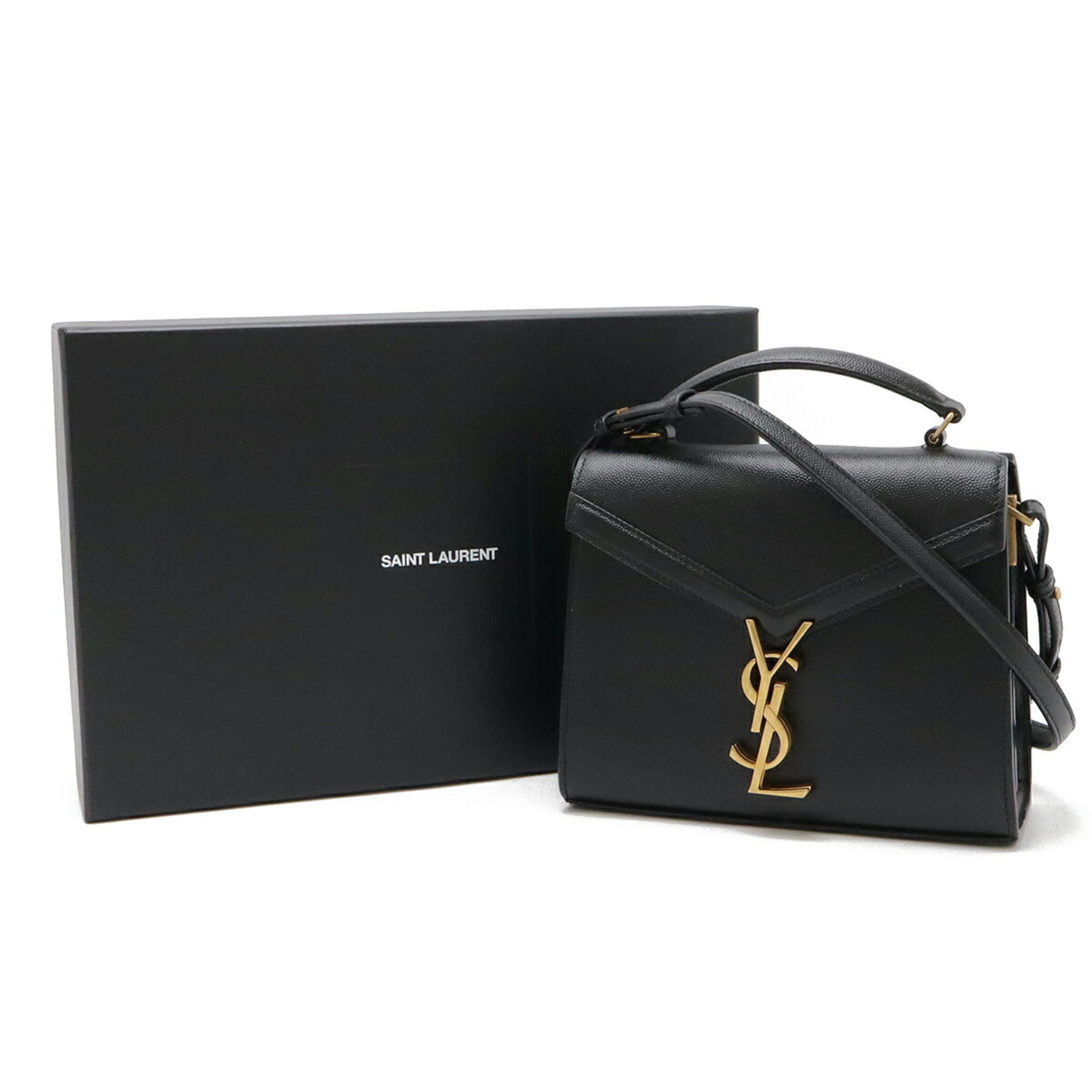 SAINT LAURENT PARIS YSL Yves Saint Laurent Cassandra handbag shoulder leather black 623930