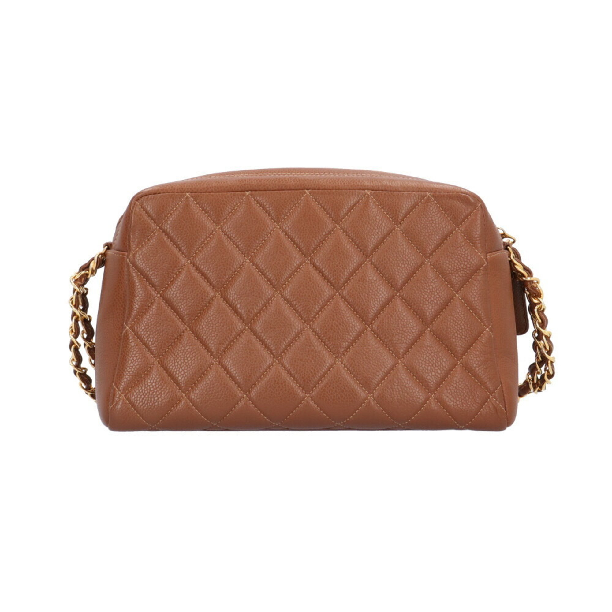 Chanel Matelasse Shoulder Bag Leather Brown Women's CHANEL Chain