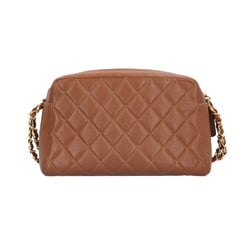 Chanel Matelasse Shoulder Bag Leather Brown Women's CHANEL Chain