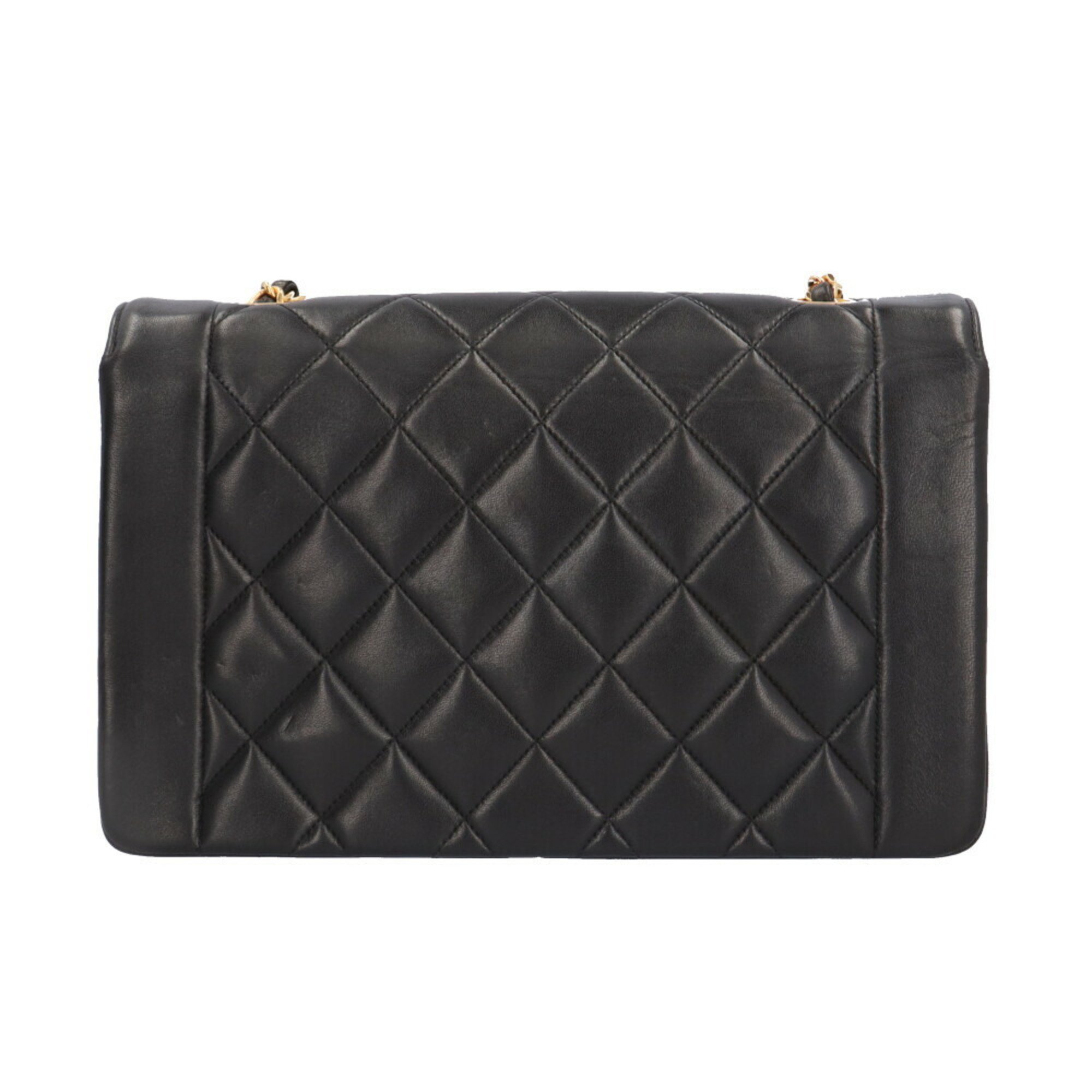 Chanel Diana Shoulder Bag Lambskin Black Women's CHANEL Chain