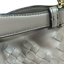 Bottega Veneta Intrecciato Shoulder Bag Leather Grey Women's BOTTEGAVENETA