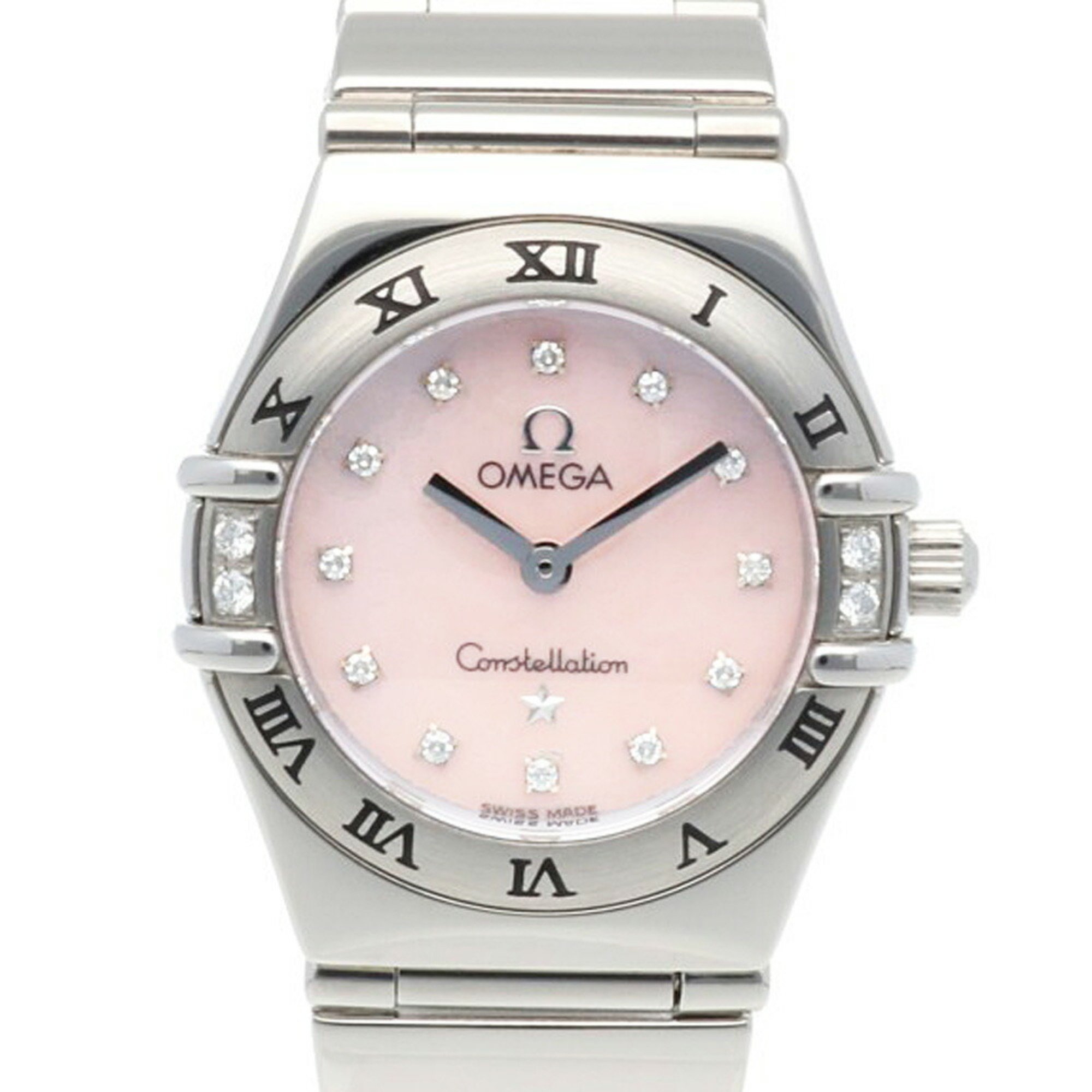 Omega Constellation My Choice Watch Stainless Steel Quartz Ladies OMEGA 12P Diamond Pink Shell