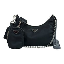 Prada Shoulder Bag Nylon 1BH204 Black Unisex PRADA