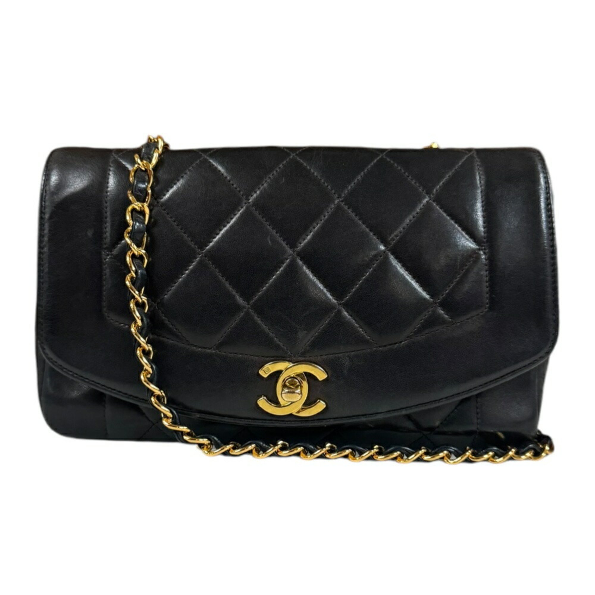 Chanel Diana Shoulder Bag Lambskin Black Women's CHANEL Chain