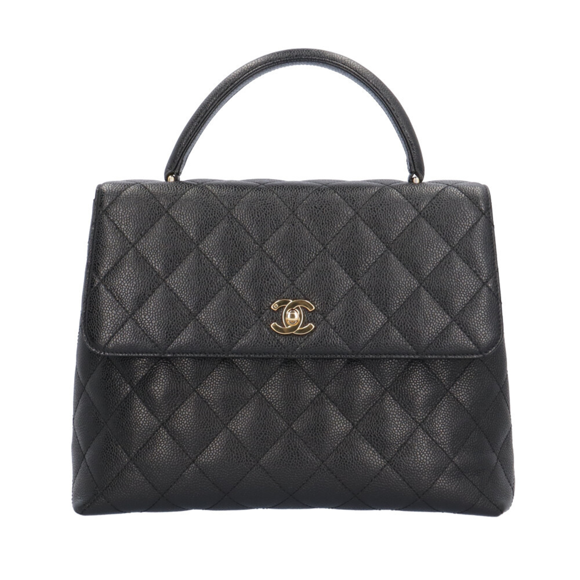 Chanel Coco Mark Matelasse Handbag Caviar Skin A12397 Black Women's CHANEL