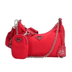 Prada Shoulder Bag Nylon 1BH204 Red Unisex PRADA