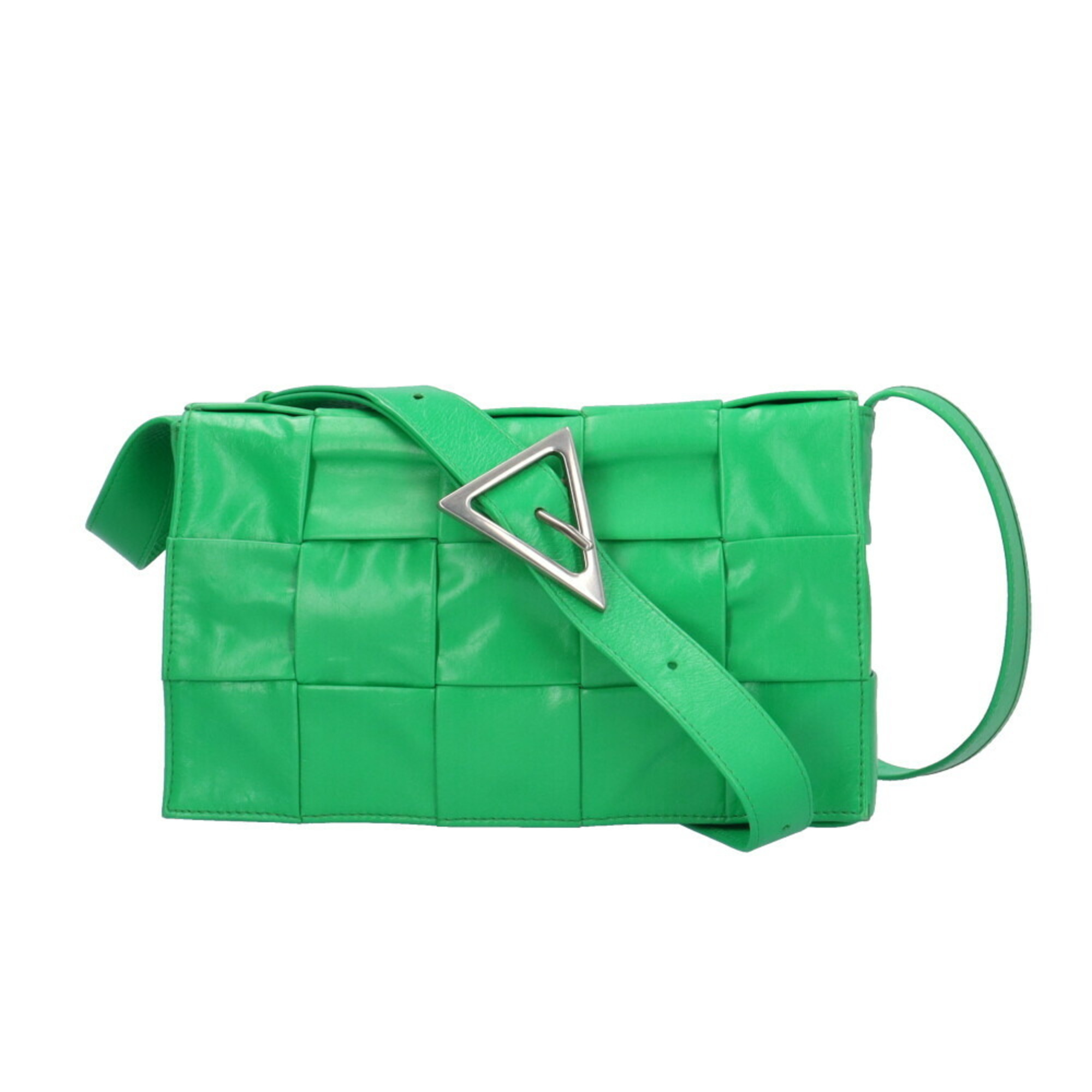 Bottega Veneta Cassette Intrecciato Shoulder Bag Lambskin 667298 Green Women's BOTTEGAVENETA