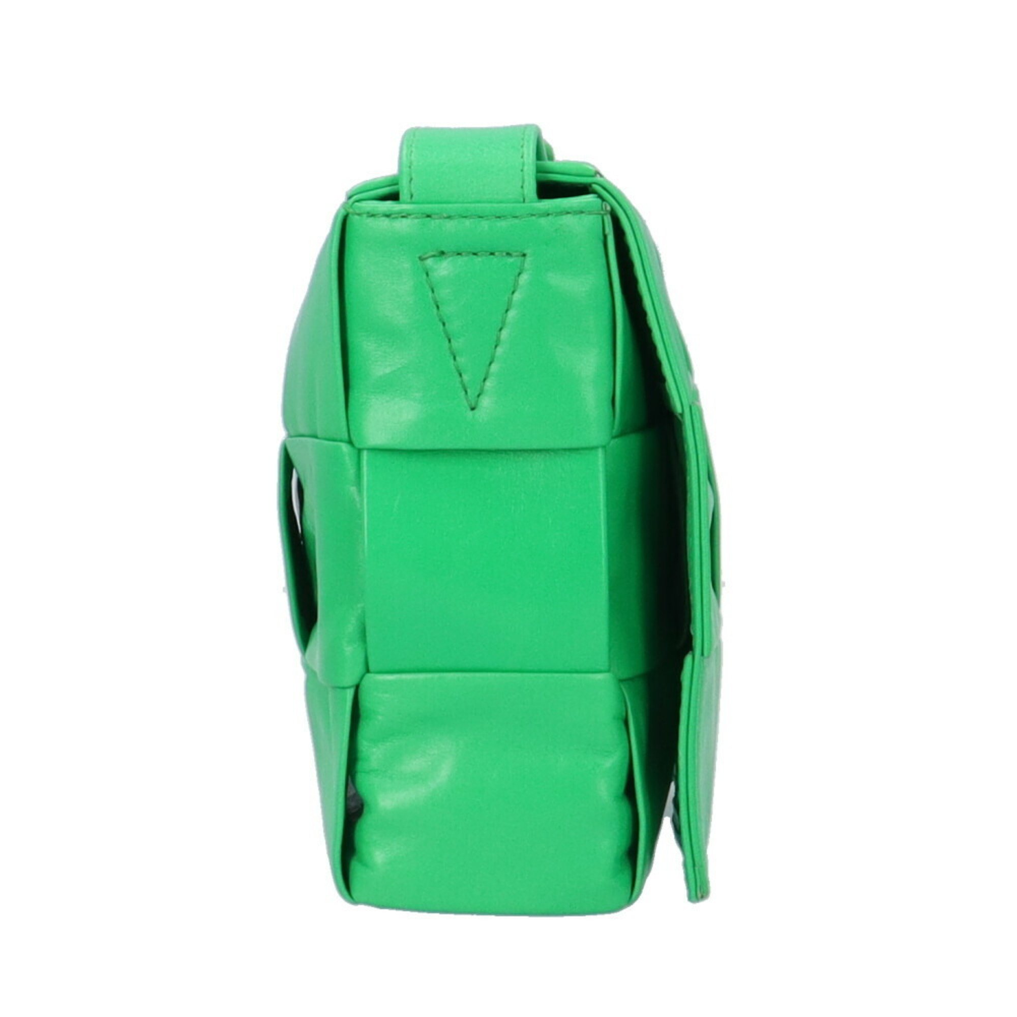 Bottega Veneta Cassette Intrecciato Shoulder Bag Lambskin 667298 Green Women's BOTTEGAVENETA