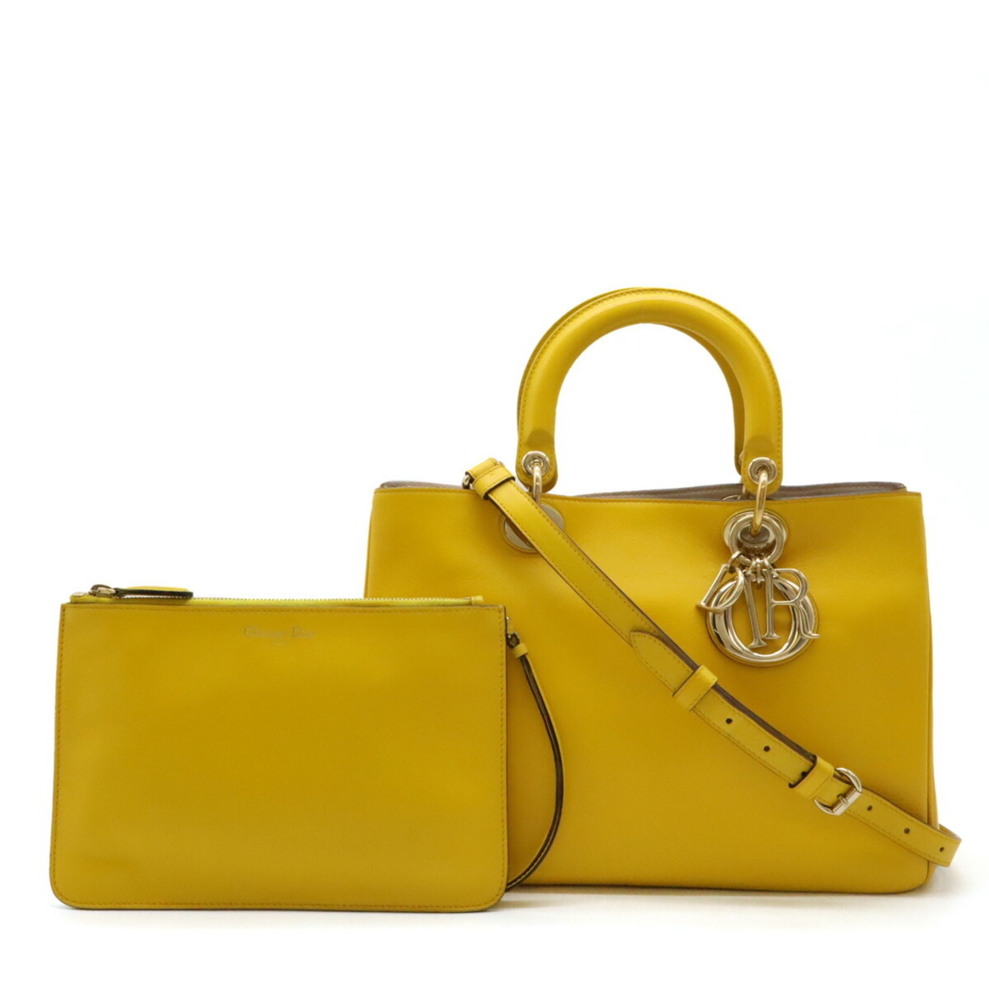 Christian Dior Diorissimo handbag, tote bag, shoulder leather, yellow