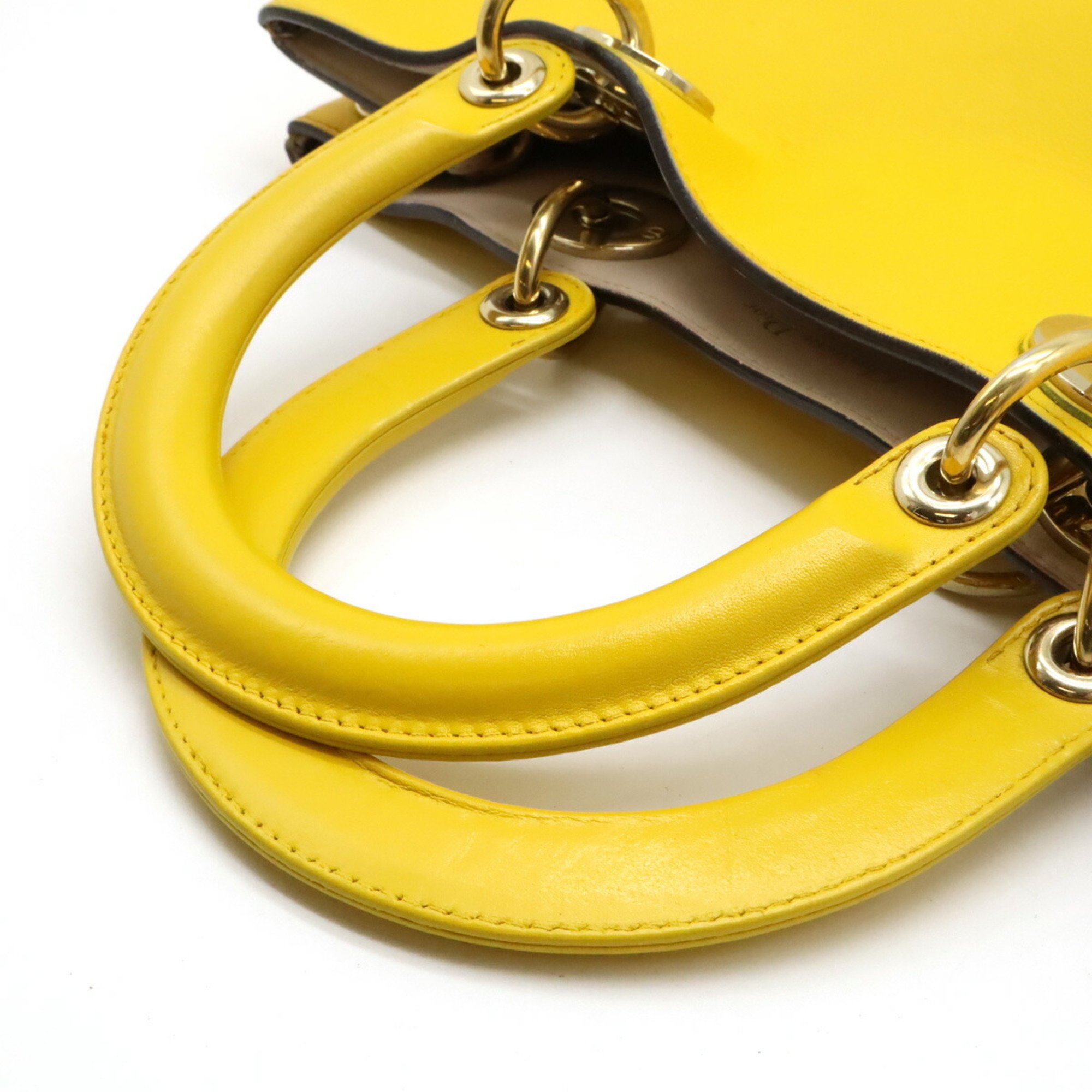 Christian Dior Diorissimo handbag, tote bag, shoulder leather, yellow