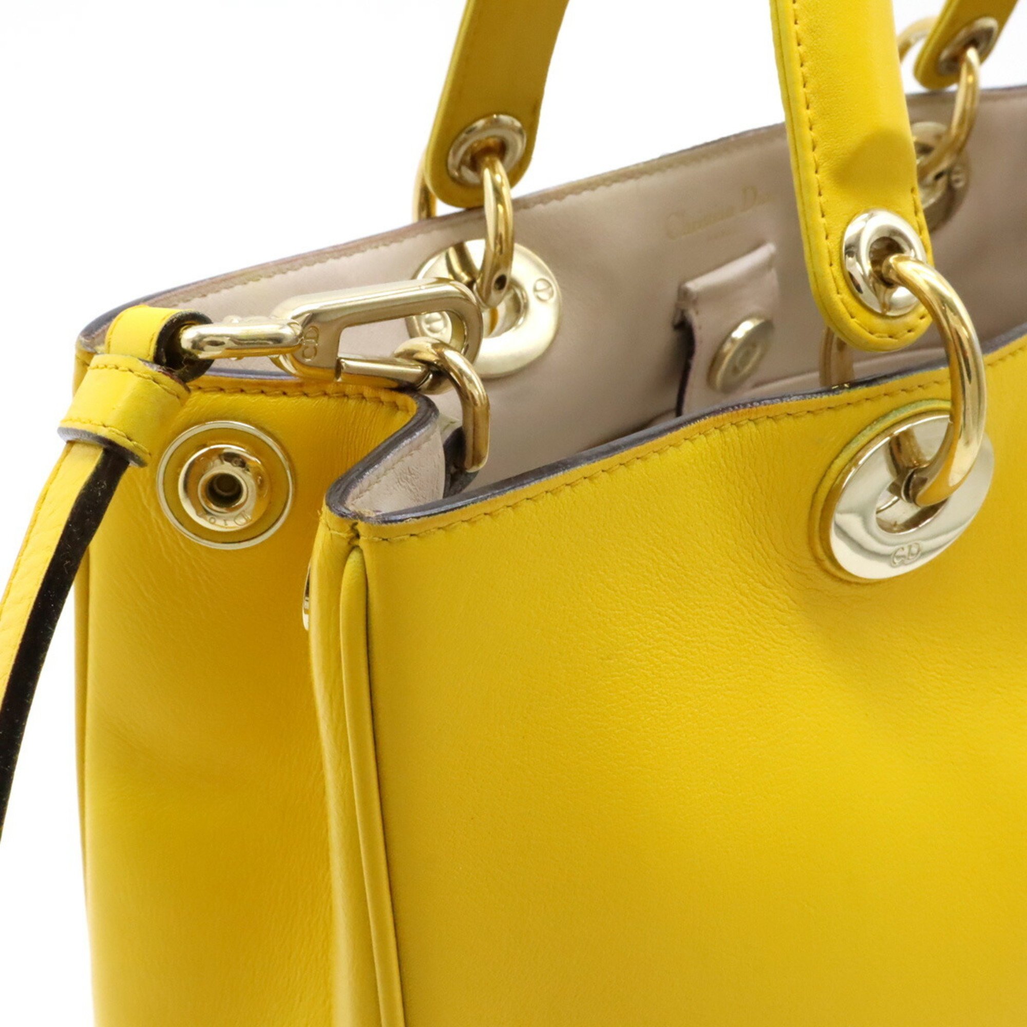 Christian Dior Diorissimo handbag, tote bag, shoulder leather, yellow