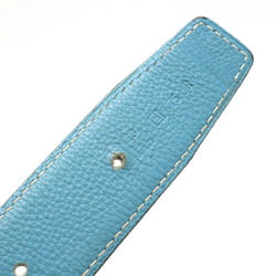 HERMES Constance H Belt Reversible Leather Blue Jean Black #75 □E Stamp