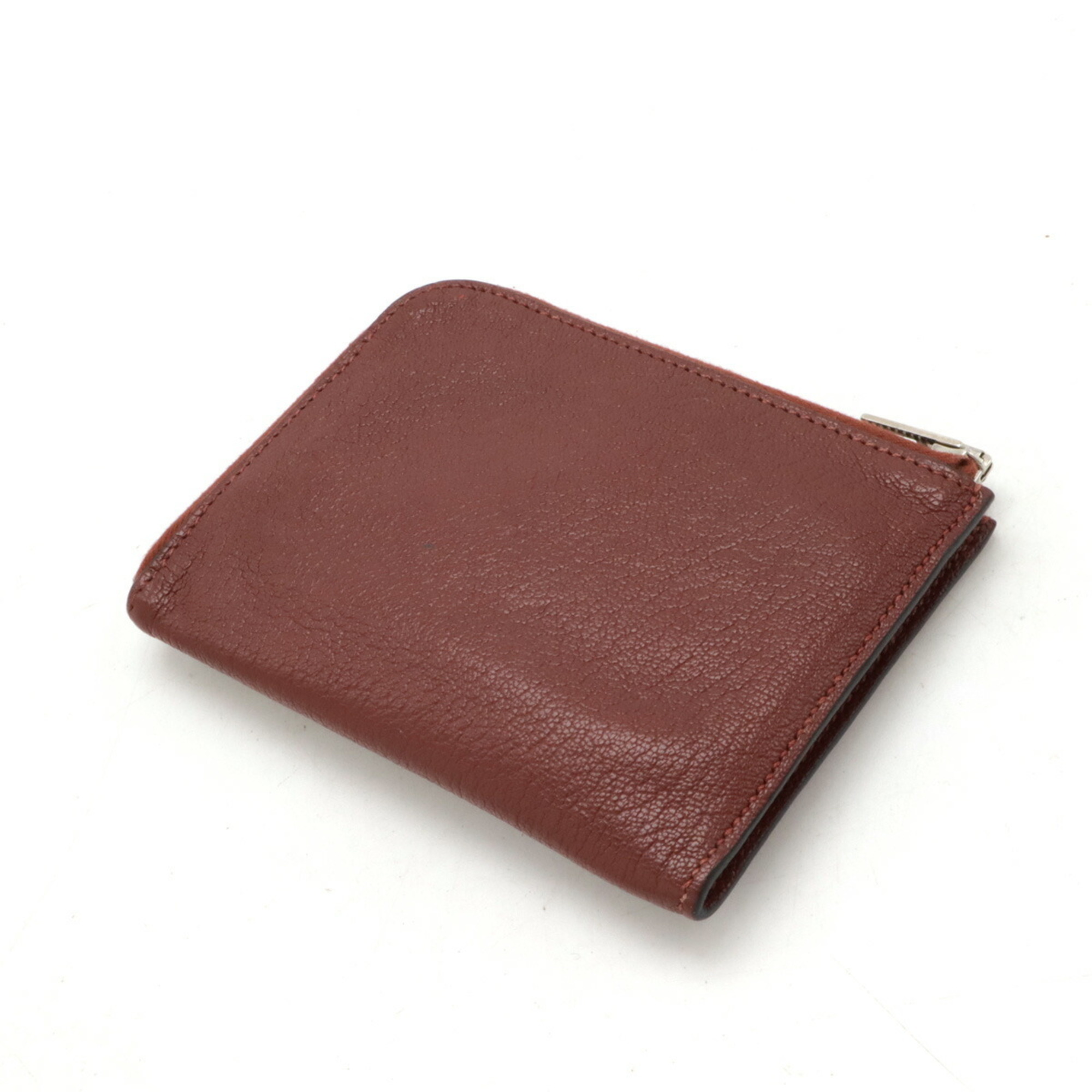 HERMES Remix ID Coin Case, Purse, L-Shaped, Chevre Leather, Bordeaux, Y Stamp