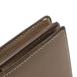 HERMES Bearn Soufflet Bi-fold Long Wallet Epsom Leather Etoupe Greige □N Stamp