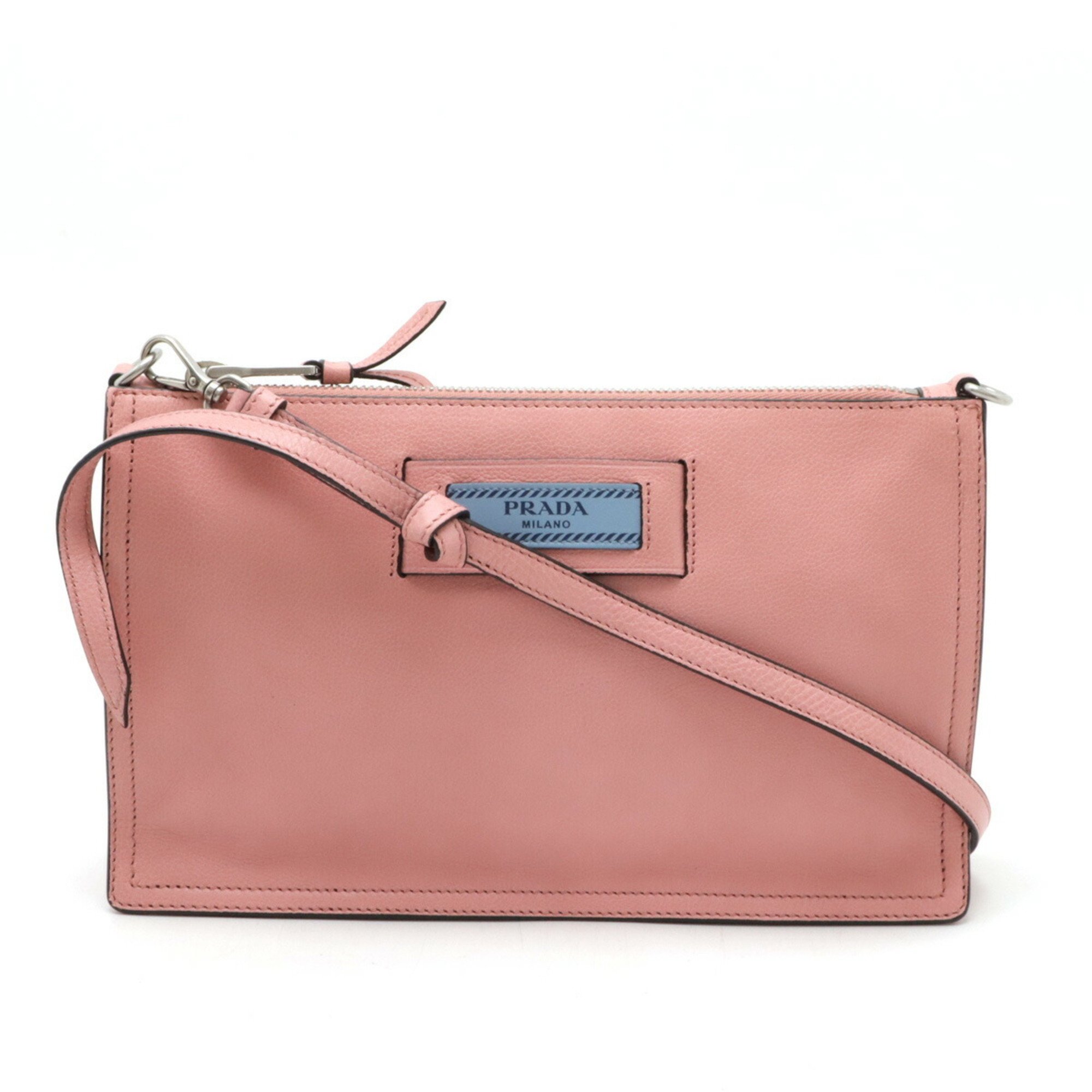 PRADA Prada Shoulder Bag Clutch Leather Pink Purchased at Domestic Outlet 1NE006