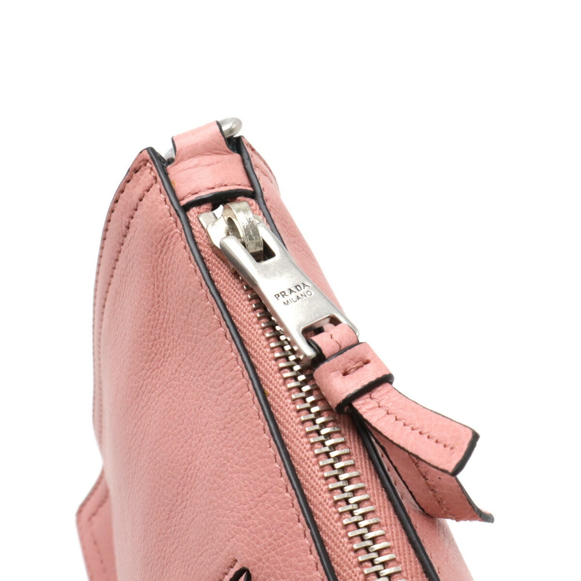 PRADA Prada Shoulder Bag Clutch Leather Pink Purchased at Domestic Outlet 1NE006