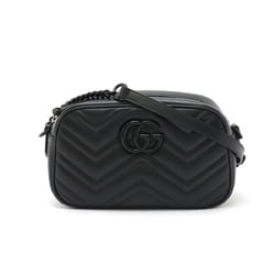 GUCCI GG Marmont Shoulder Bag Pochette Chain Quilted Leather Black 447632