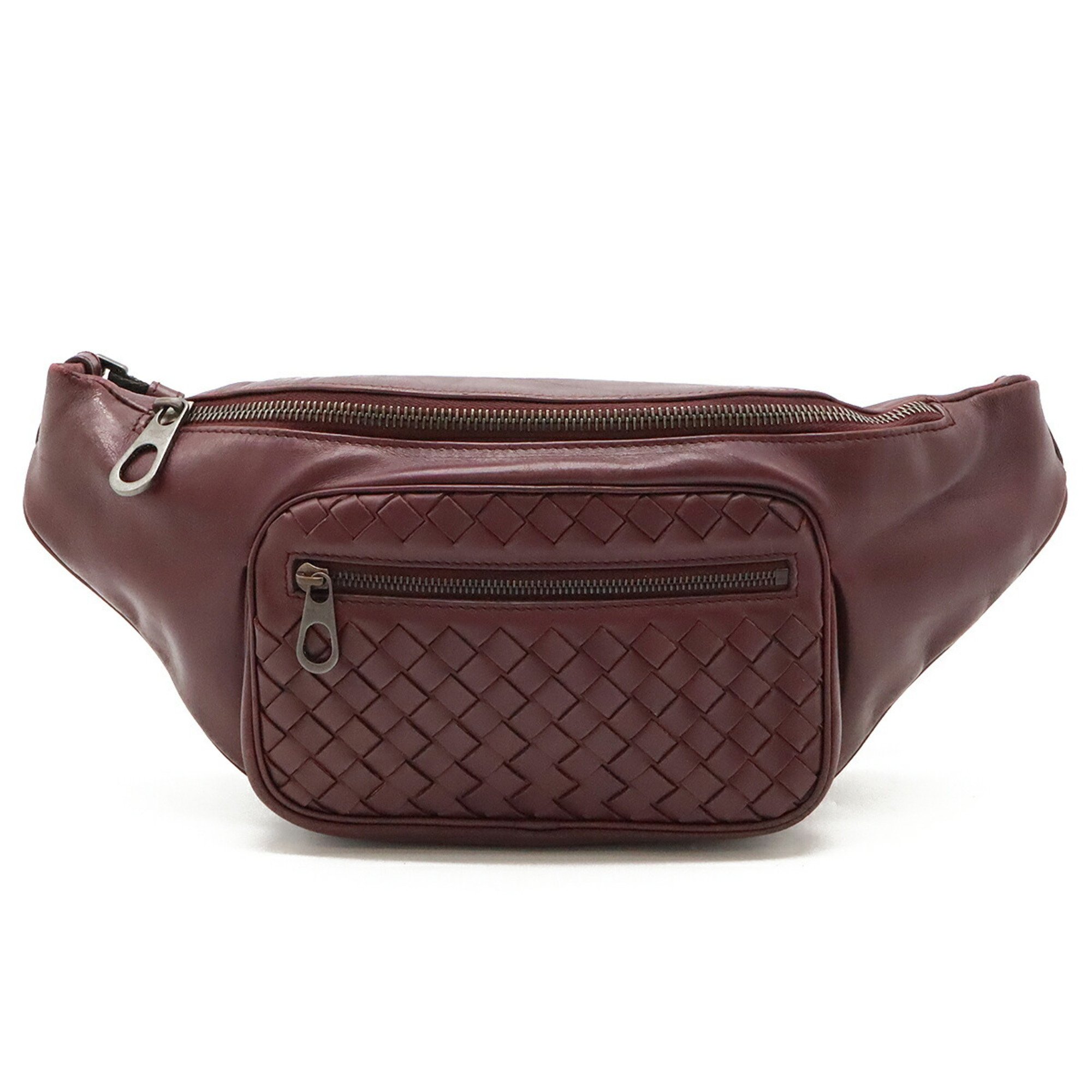 BOTTEGA VENETA Bottega Veneta Intrecciato Body Bag Waist Leather Wine Red 222310