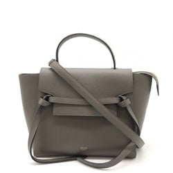 CELINE Belt Bag Handbag Shoulder Leather Grey 189153