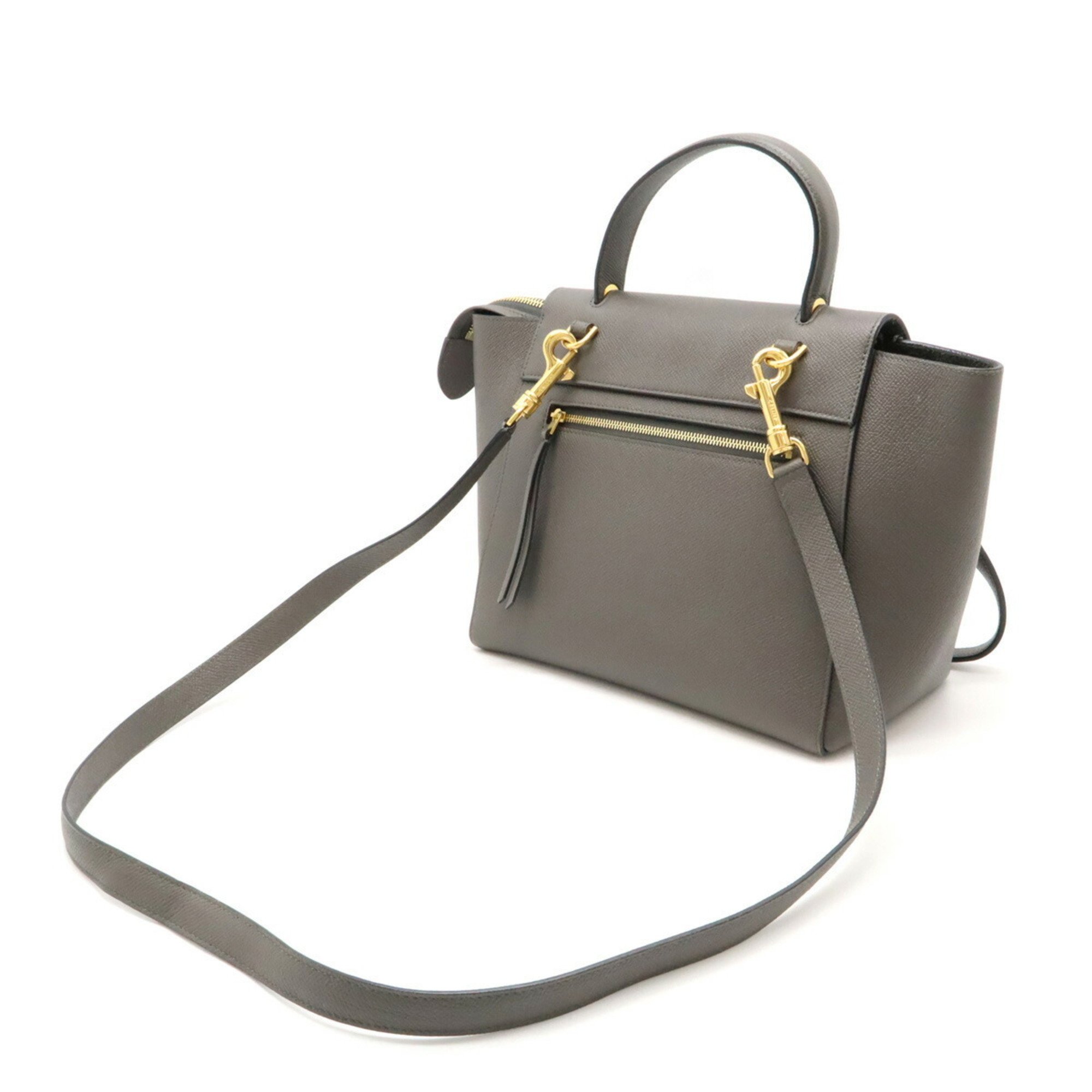 CELINE Belt Bag Handbag Shoulder Leather Grey 189153