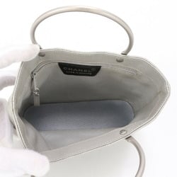 Chanel serial number seal attached handbag tote gray silver coco mark ladies