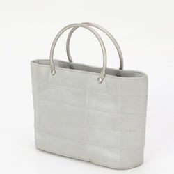 Chanel serial number seal attached handbag tote gray silver coco mark ladies