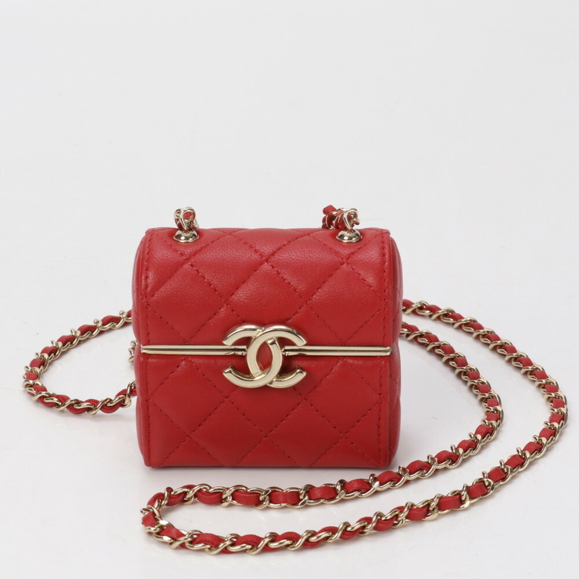 Chanel Serial Number Attached Matelasse Small Box Leather Chain Shoulder Bag for Women