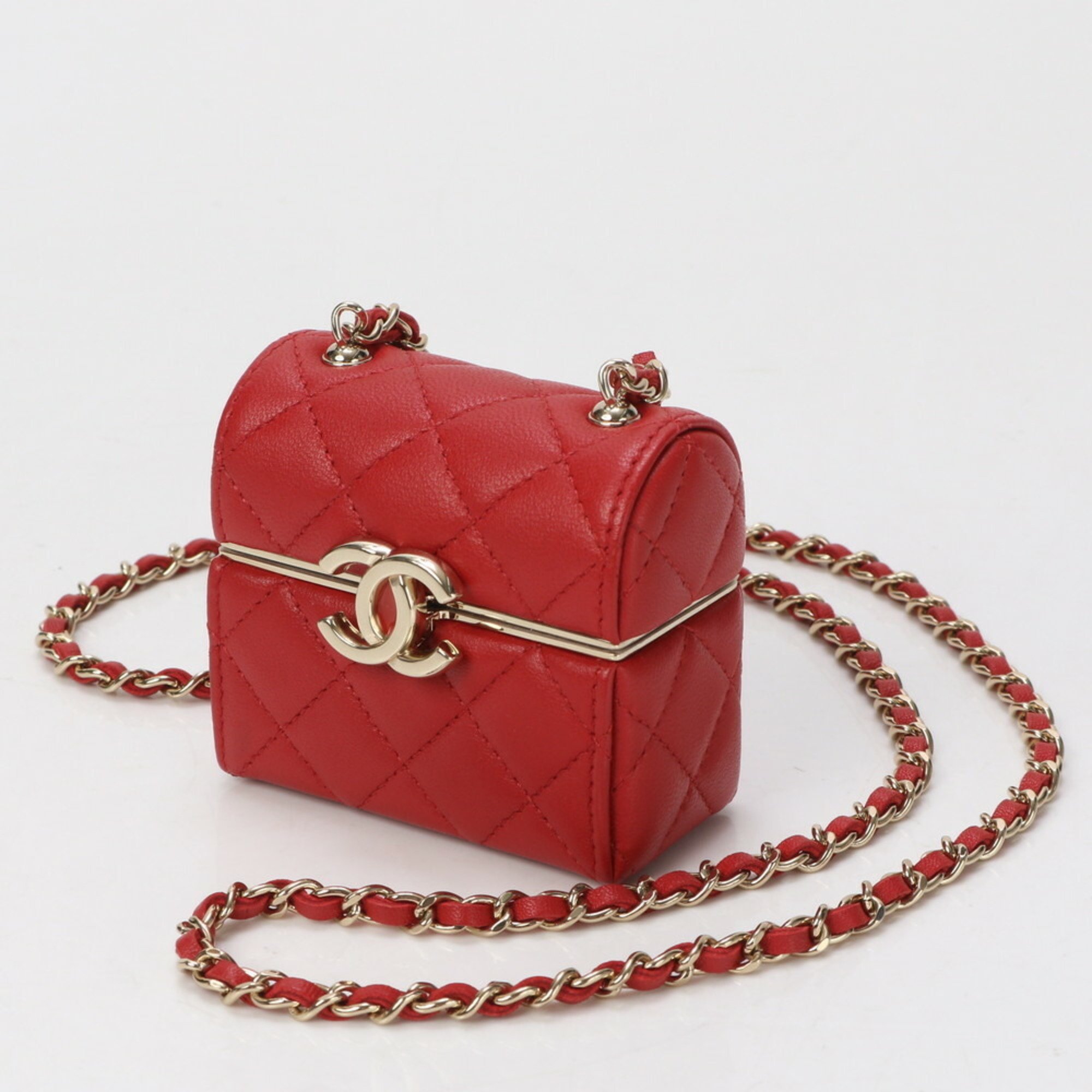 Chanel Serial Number Attached Matelasse Small Box Leather Chain Shoulder Bag for Women