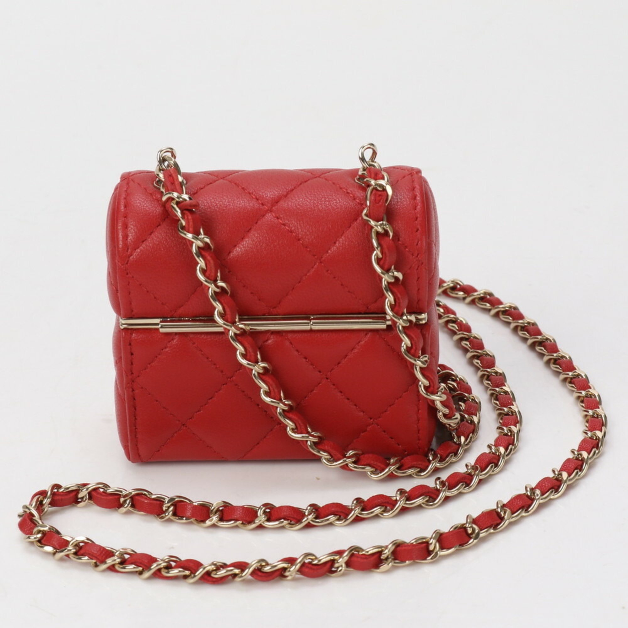 Chanel Serial Number Attached Matelasse Small Box Leather Chain Shoulder Bag for Women