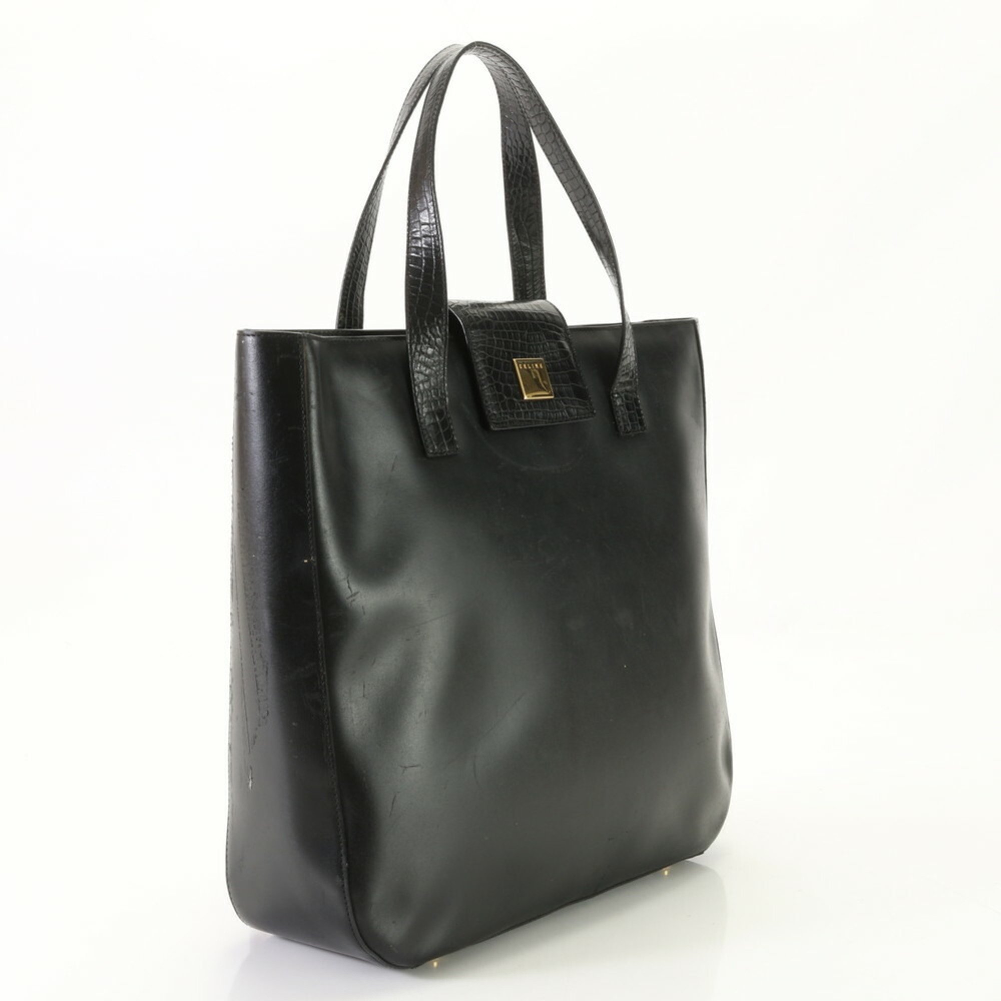 Celine Leather Shoulder Bag Black Men's Women's