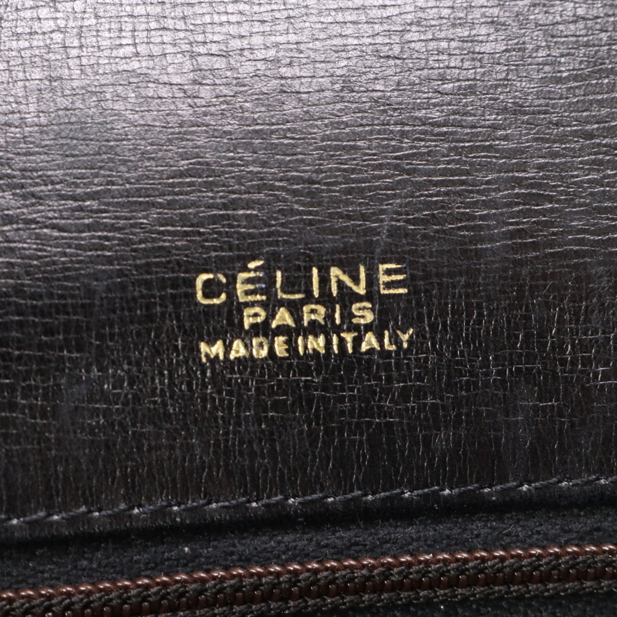 Celine Carriage hardware Leather Shoulder bag Tote Hand Black Gold Women's