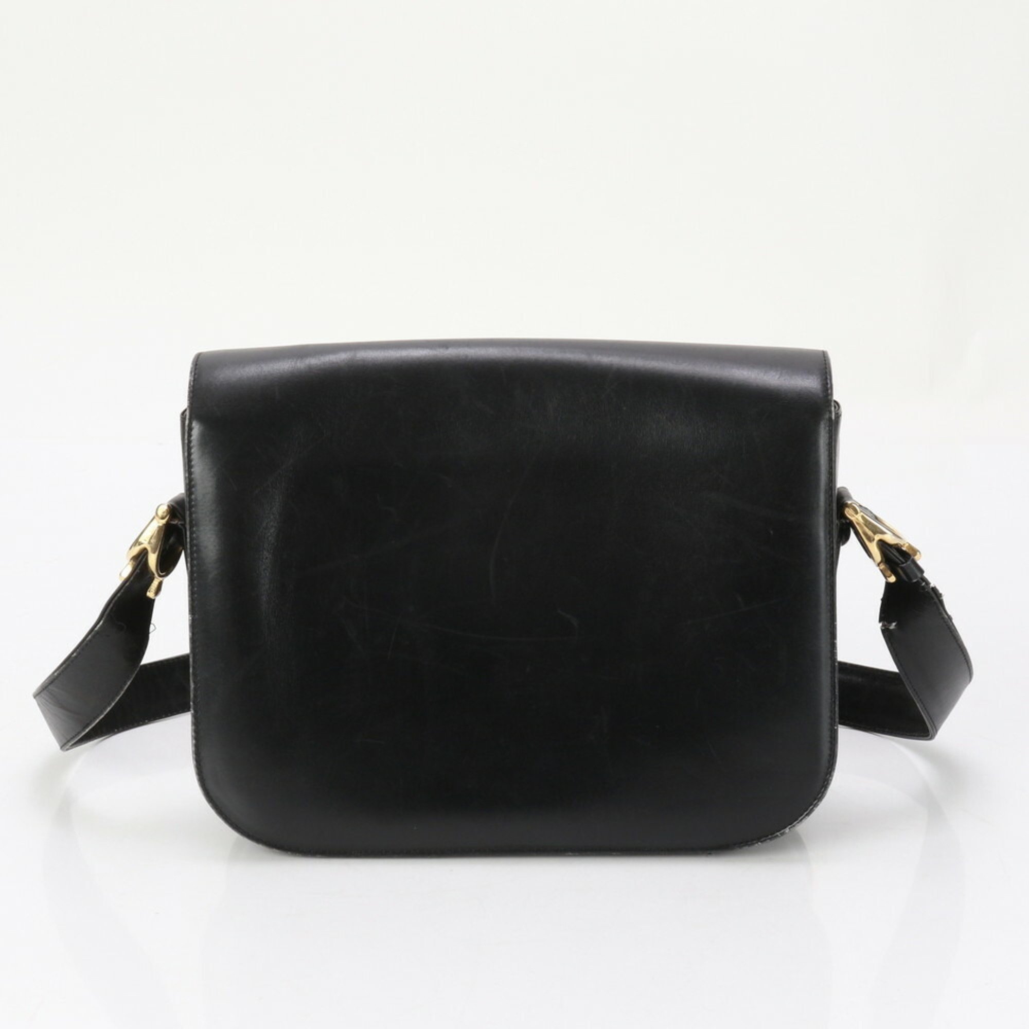 Celine Carriage hardware Leather Shoulder bag Tote Hand Black Gold Women's