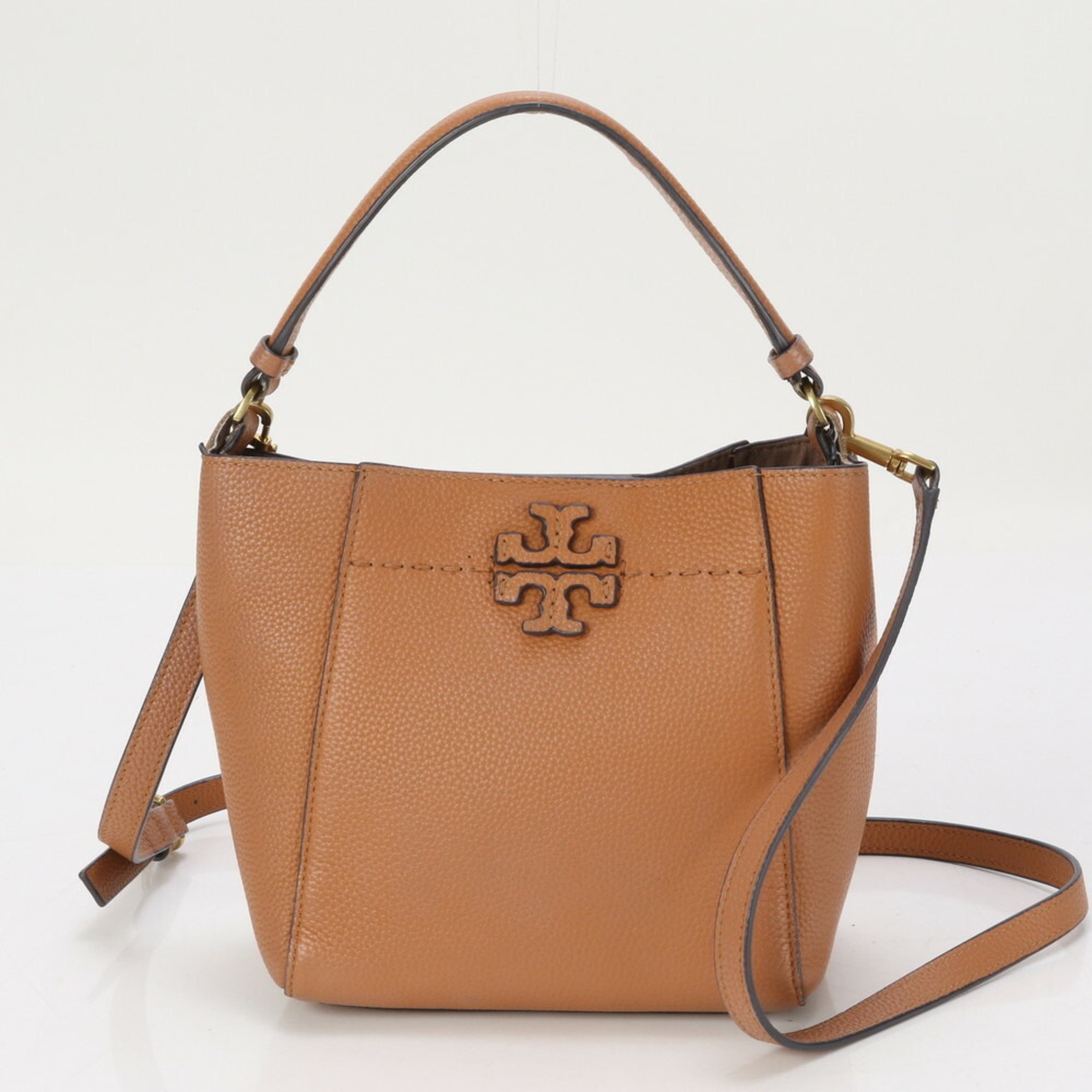 Tory Burch McGraw Bucket Bag Leather Shoulder Hand Tote Women's