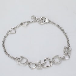 Christian Dior motif heart rhinestone silver bracelet