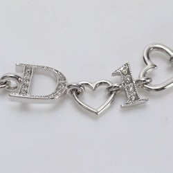 Christian Dior motif heart rhinestone silver bracelet