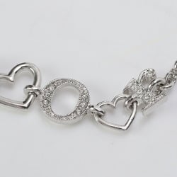 Christian Dior motif heart rhinestone silver bracelet