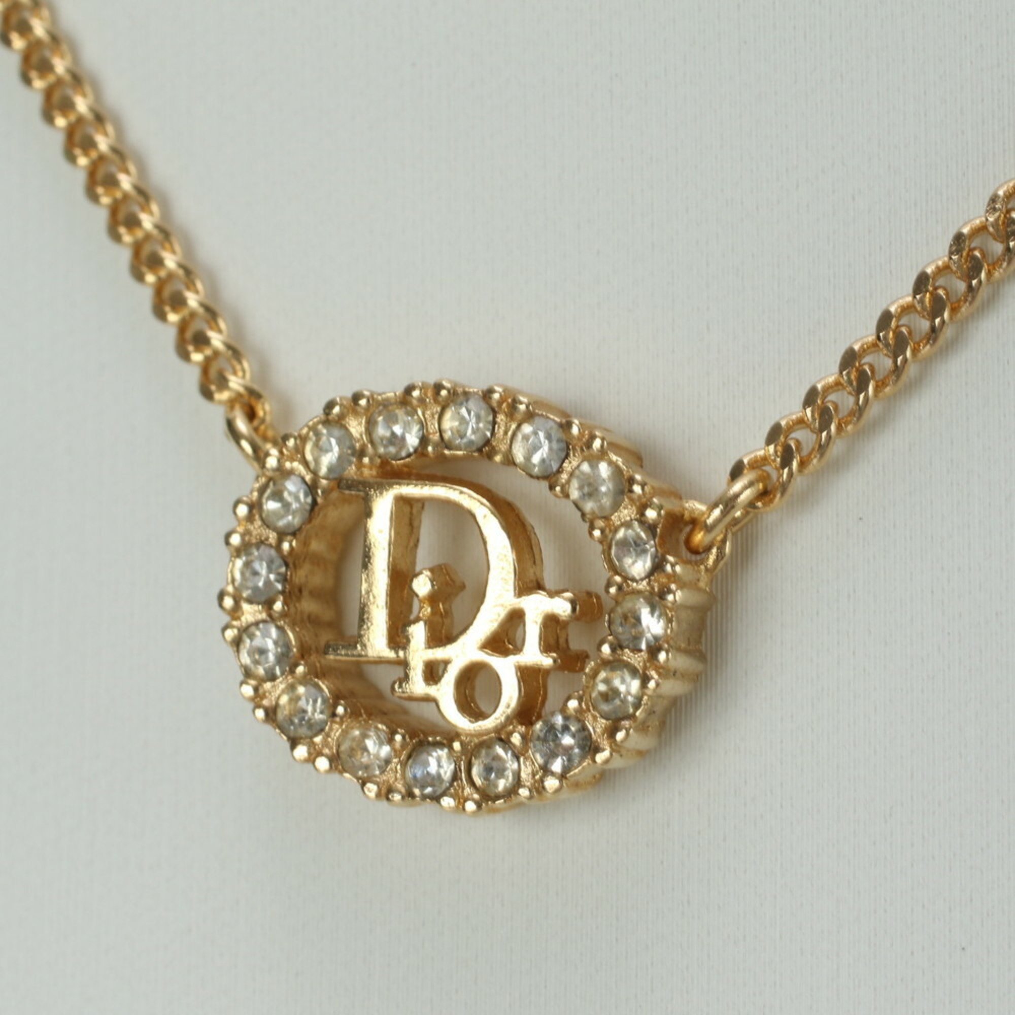 Christian Dior Rhinestone Gold Necklace