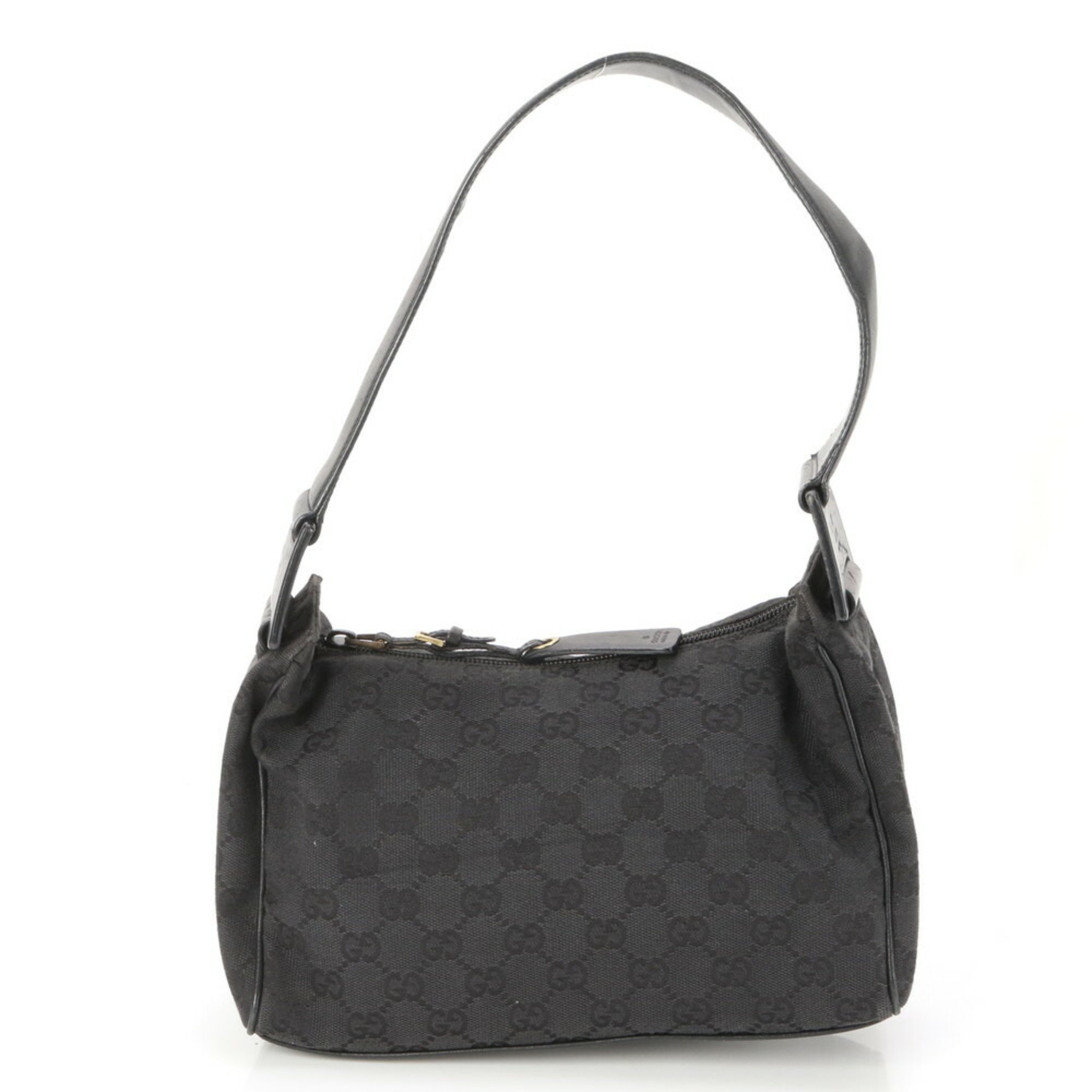 Gucci GG Canvas 92699 Leather Bag Tote Handbag Black Women's