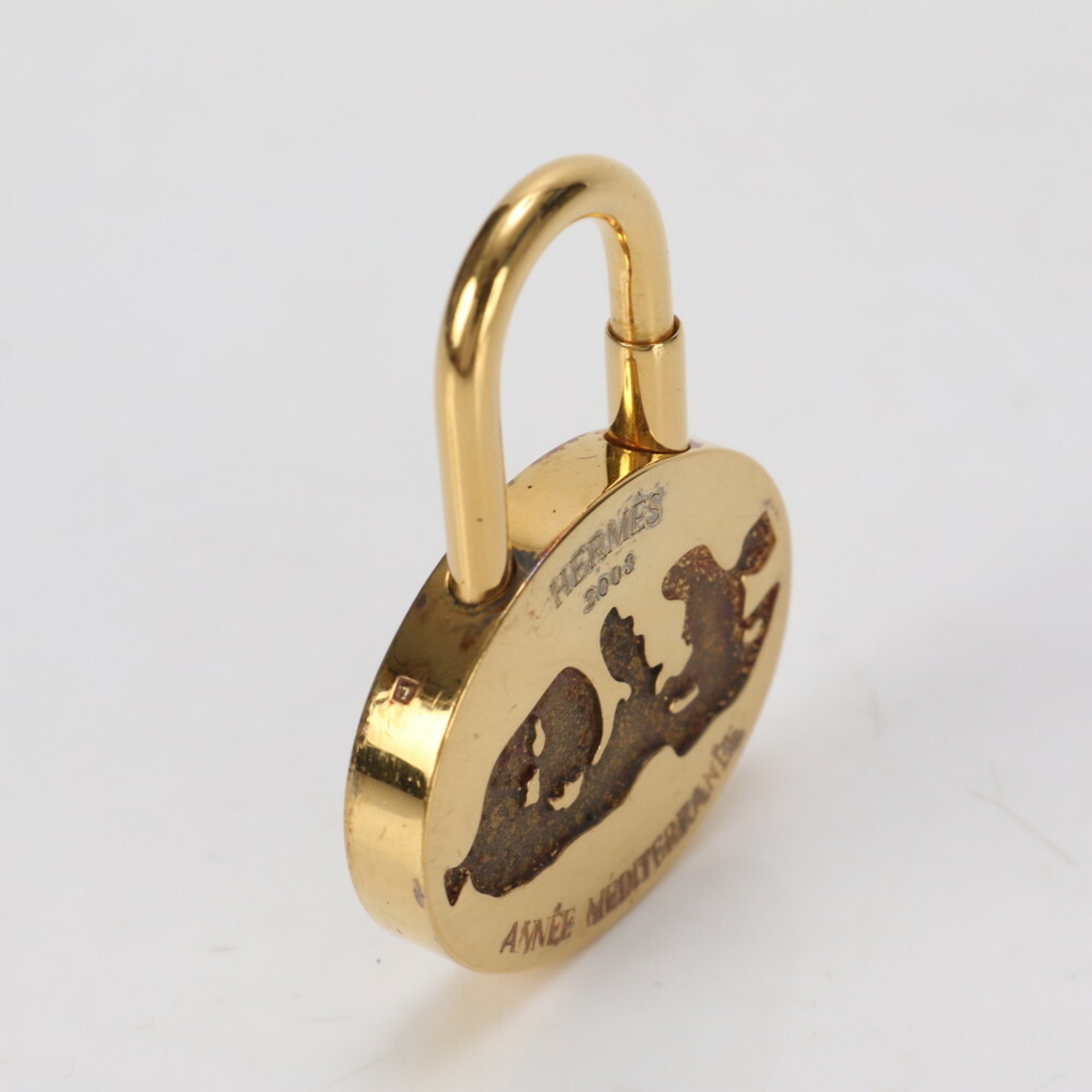 Hermes Annee mediterranee Mediterranean 2003 Padlock Bag Charm Gold Men's Women's