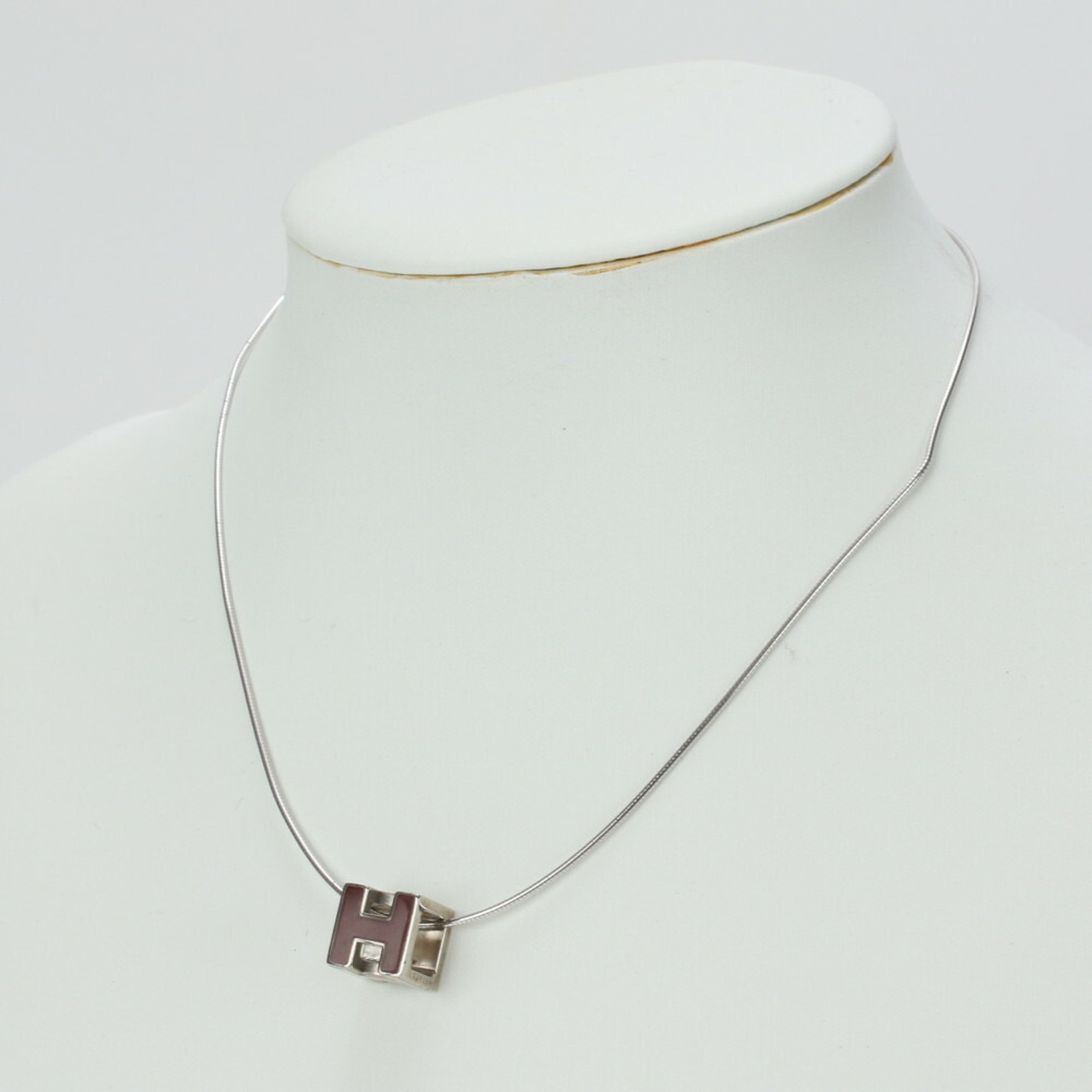 Hermes H Cube Silver Necklace