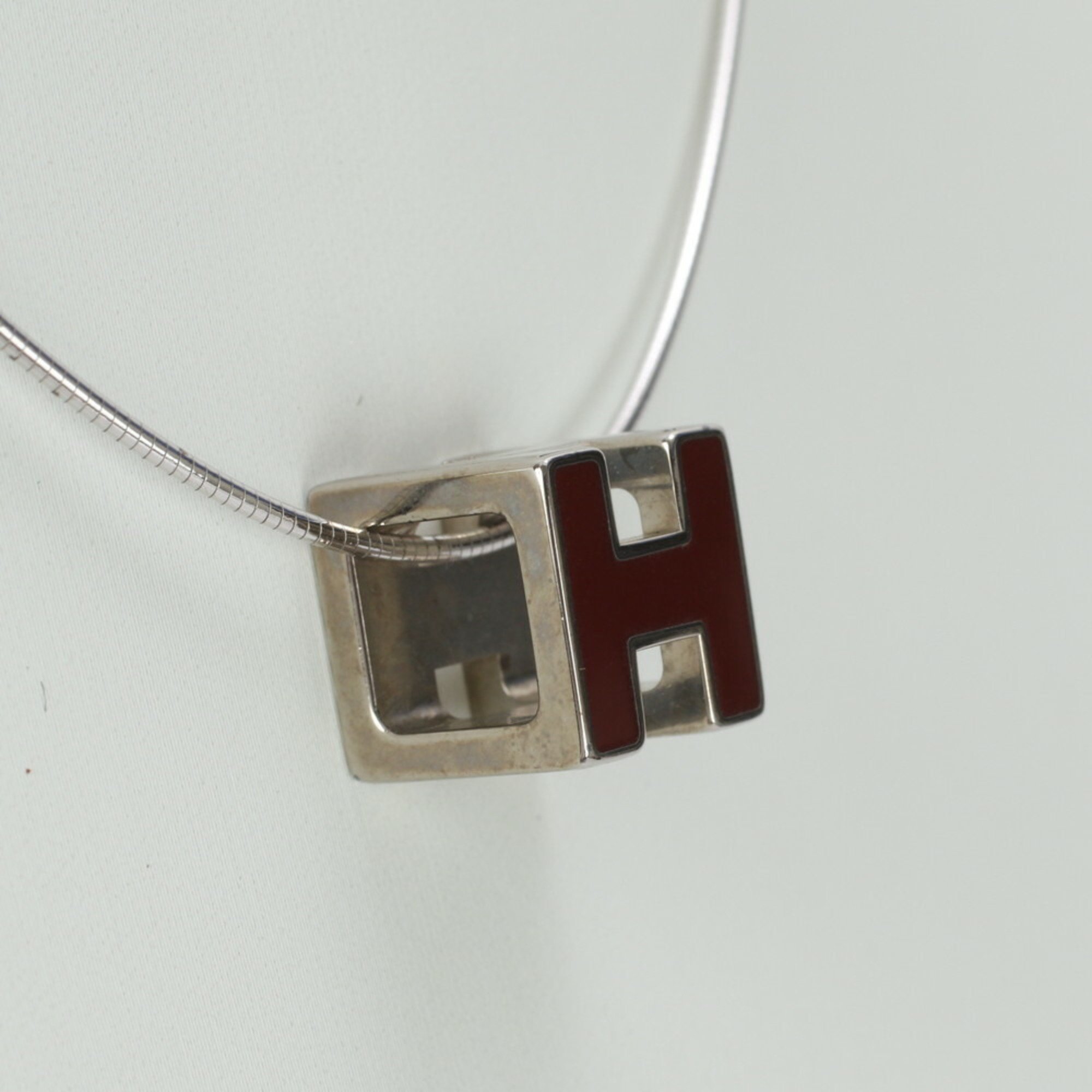 Hermes H Cube Silver Necklace