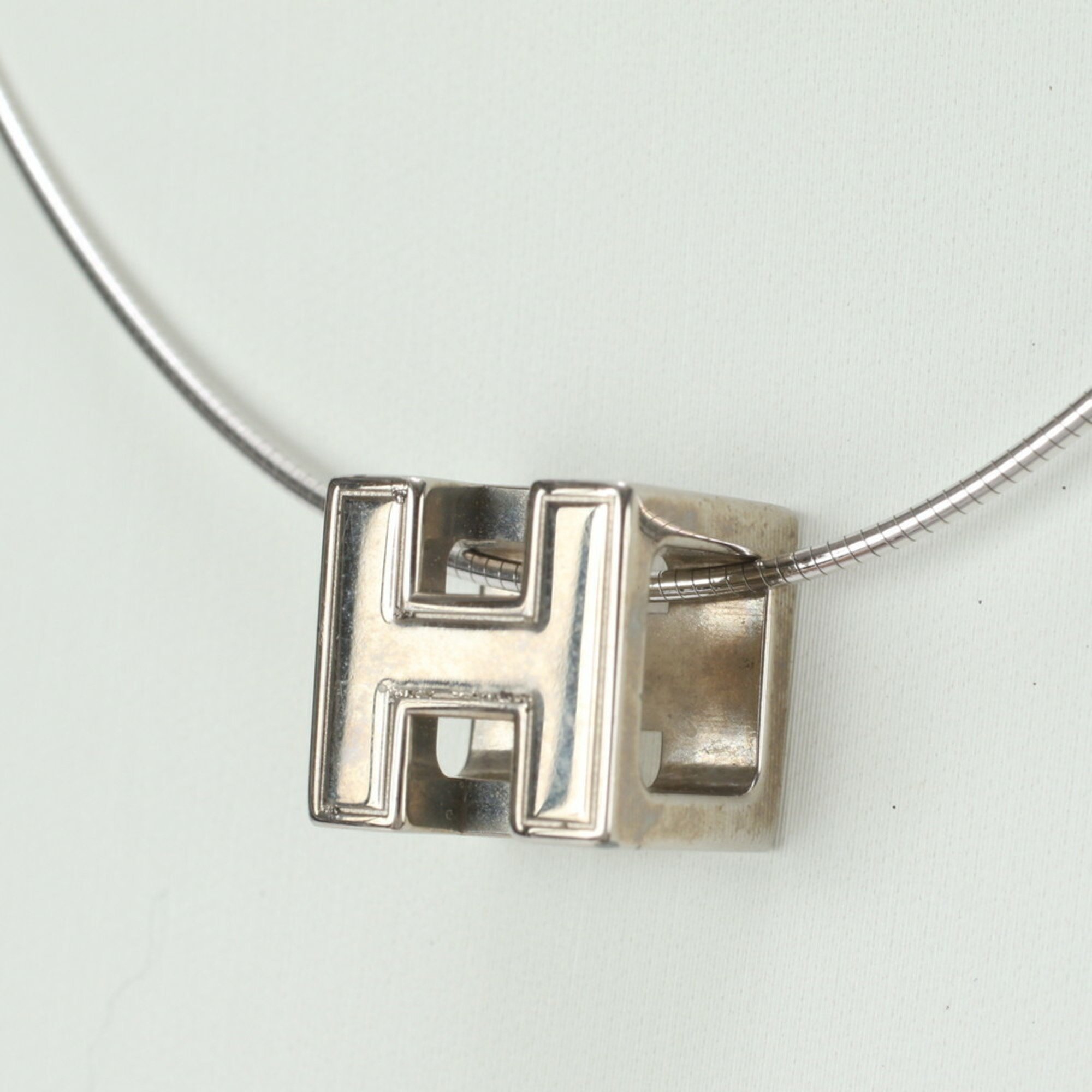 Hermes H Cube Silver Necklace